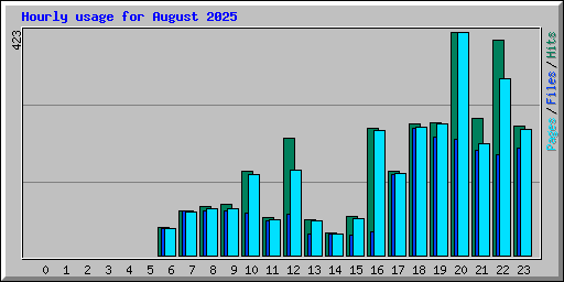 Hourly usage for August 2025